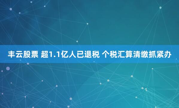 丰云股票 超1.1亿人已退税 个税汇算清缴抓紧办